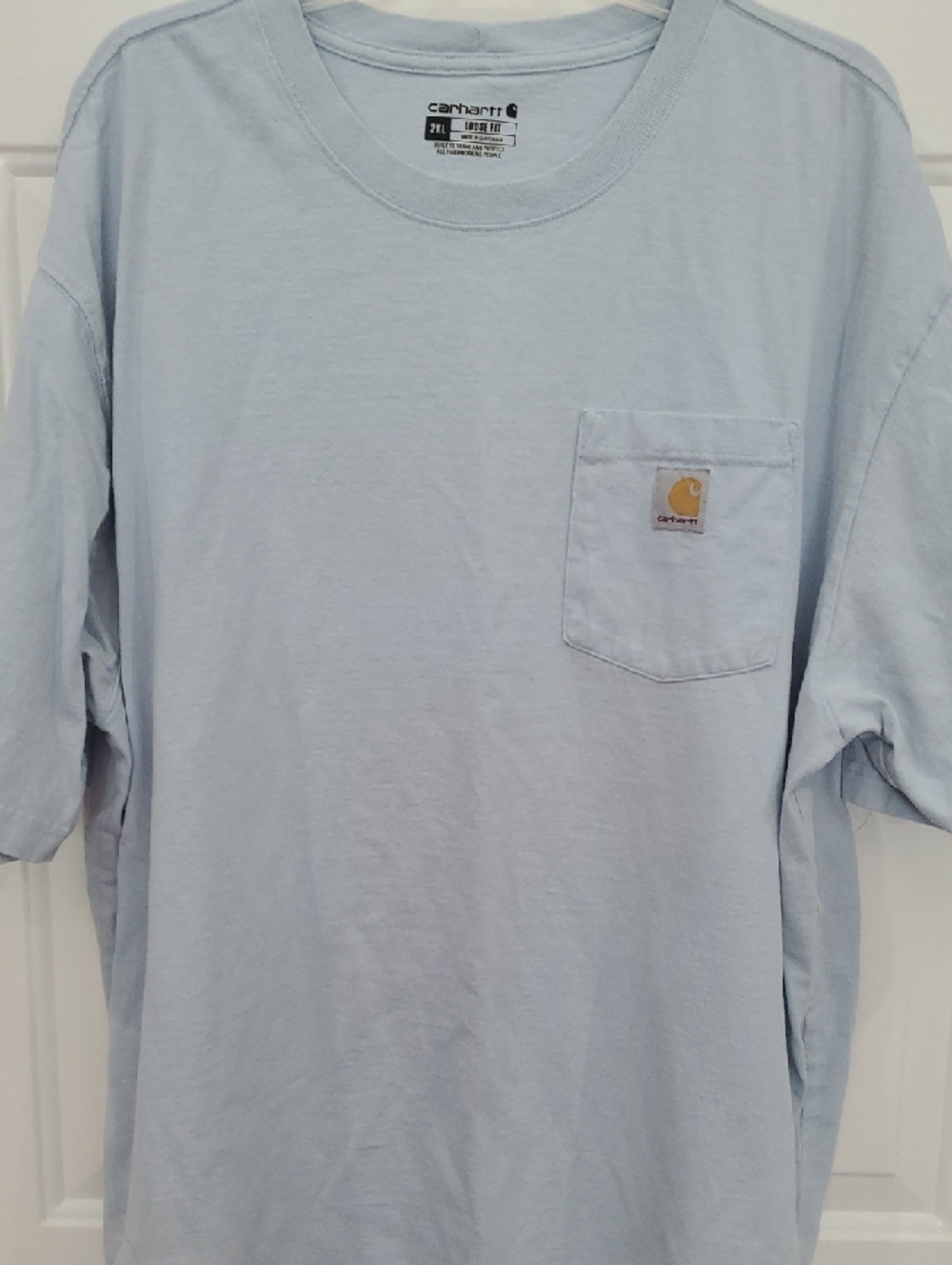 Carhartt Light Blue Loose Fit 2XL  Short-Sleeve Pocket Tee with Logo Patch